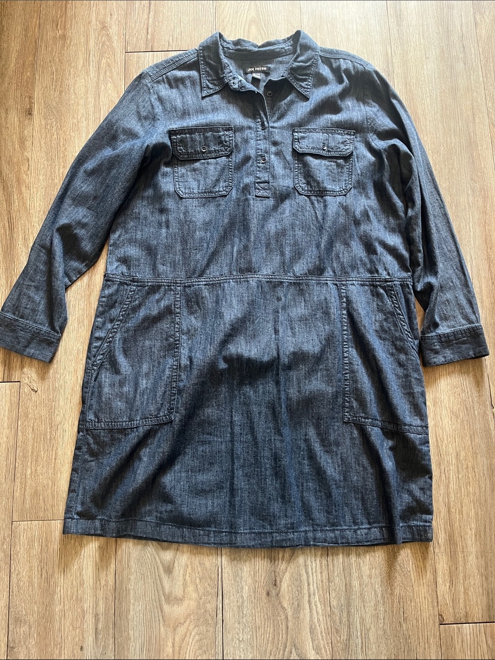 Joe Fresh Dark Denim Shirt Tumic 100% Cotton